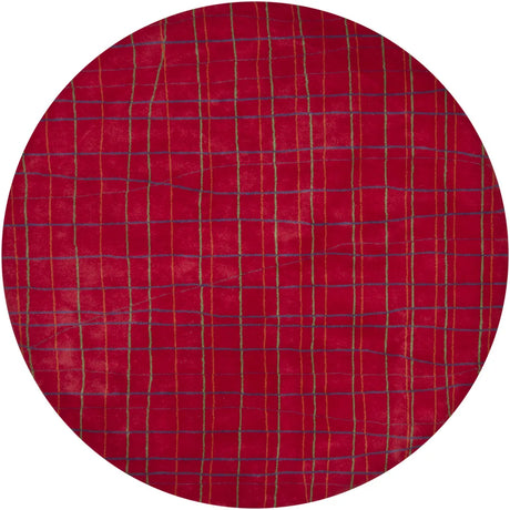 Chandra Daisa DAI-11 Red and Green and Blue and Orange round rug, flat view