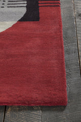 Chandra Daisa DAI-25 Red and Black and Grey rug, corner detail