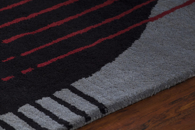 Chandra Daisa DAI-25 Red and Black and Grey rug, side detail view