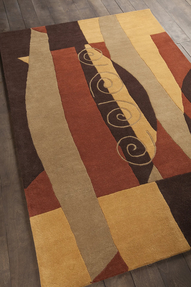 Chandra Daisa DAI-27 Brown and Tan rug, angled side view