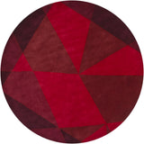 Chandra Daisa DAI-9 Red and Burgundy round rug, flat view