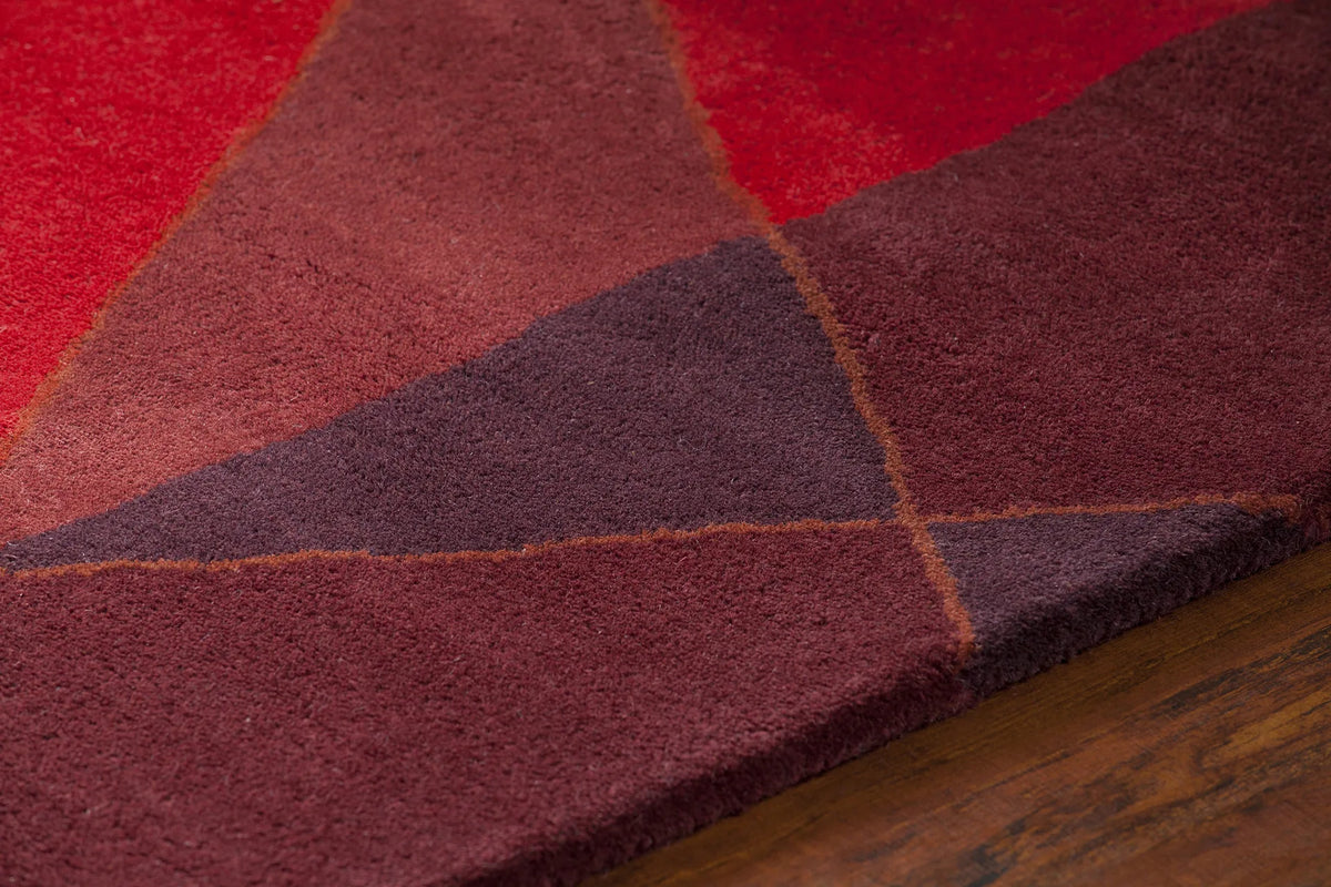 Chandra Daisa DAI-9 Red and Burgundy rug, side detail view