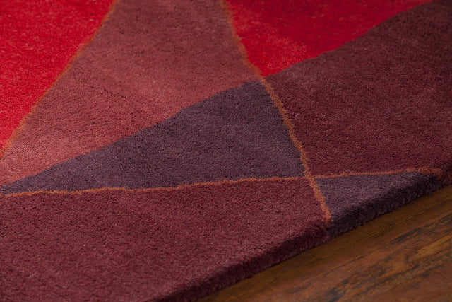 Chandra Daisa DAI-9 Red and Burgundy rug, side detail view