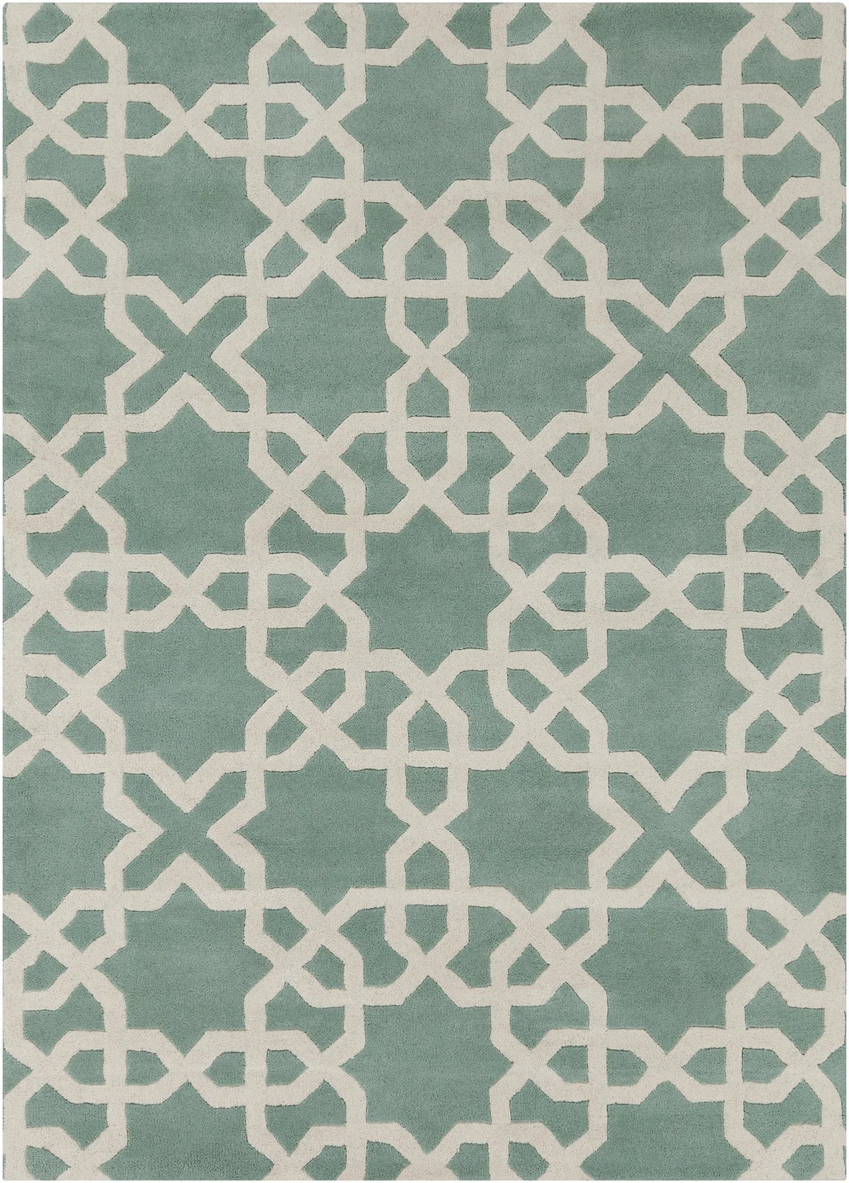 Chandra Davin DAV-25800 Light Aqua and White rug, flat view