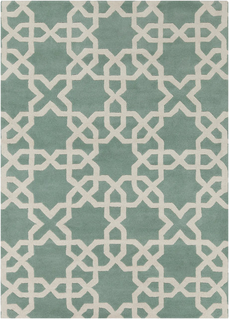 Chandra Davin DAV-25800 Light Aqua and White rug, flat view