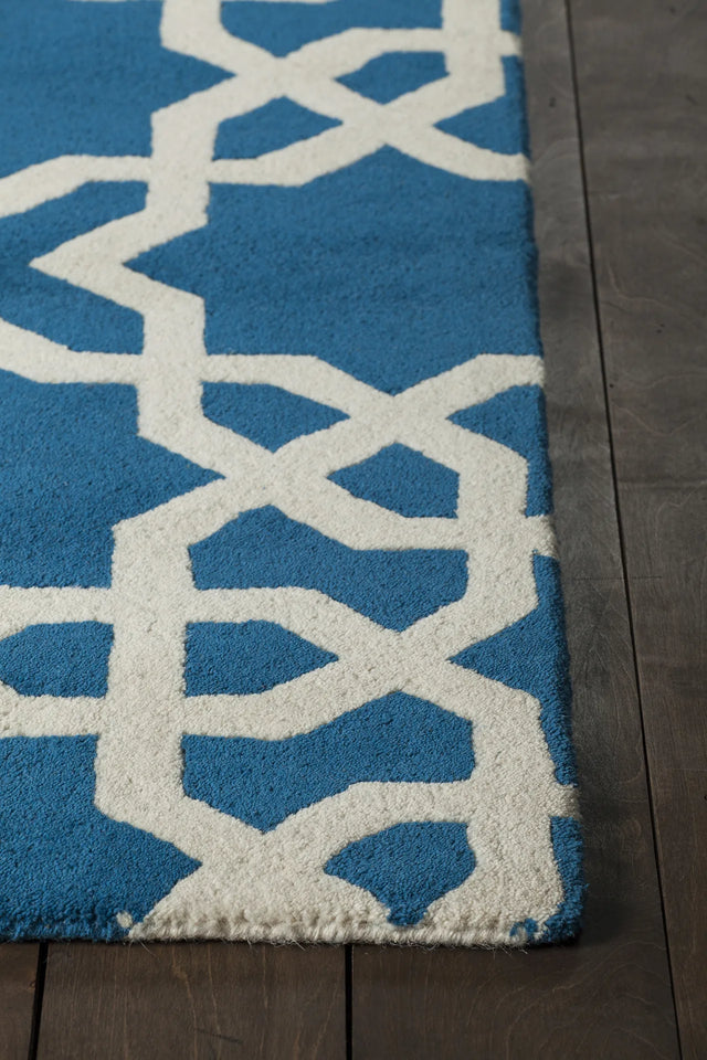 Chandra Davin DAV-25804 Blue and White rug, corner detail