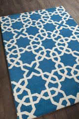Chandra Davin DAV-25804 Blue and White rug, angled side view