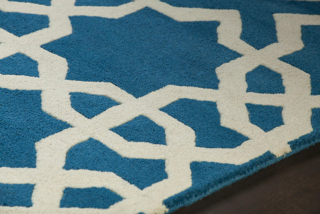 Chandra Davin DAV-25804 Blue and White rug, side detail view