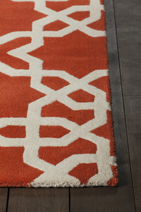 Chandra Davin DAV-25805 Orange and White rug, corner detail