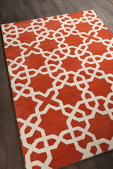 Chandra Davin DAV-25805 Orange and White rug, angled side view