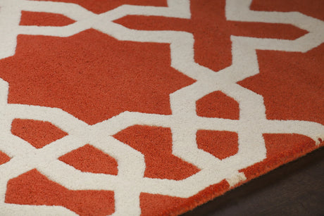 Chandra Davin DAV-25805 Orange and White rug, side detail view
