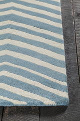 Chandra Davin DAV-25807 White and Blue rug, corner detail