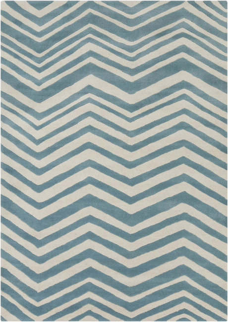 Chandra Davin DAV-25807 White and Blue rug, flat view