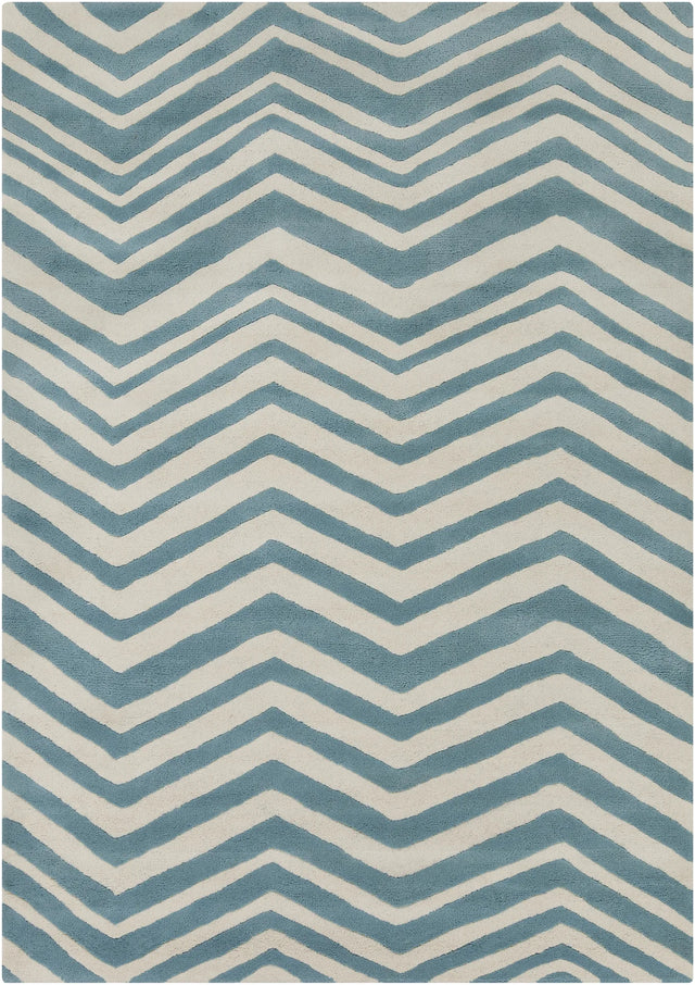 Chandra Davin DAV-25807 White and Blue rug, flat view