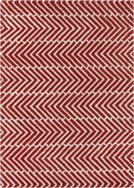 Chandra Davin DAV-25810 Red and White rug, flat view