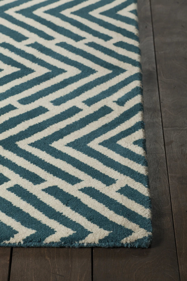 Chandra Davin DAV-25812 Blue and White rug, corner detail