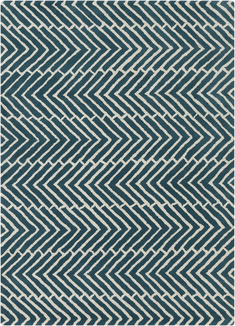 Chandra Davin DAV-25812 Blue and White rug, flat view
