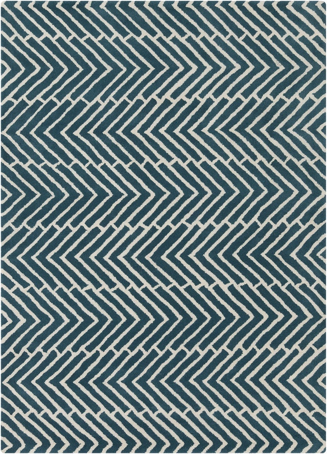 Chandra Davin DAV-25812 Blue and White rug, flat view
