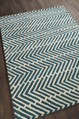 Chandra Davin DAV-25812 Blue and White rug, angled side view