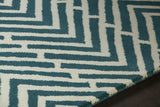 Chandra Davin DAV-25812 Blue and White rug, side detail view