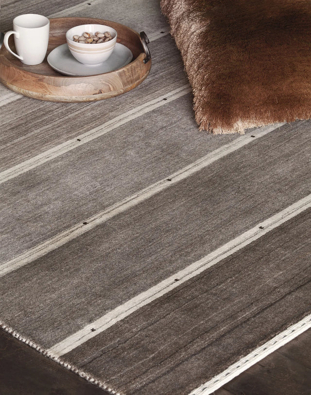 Chandra Elantra ELA-51702 Brown and Beige rug, styled detail view