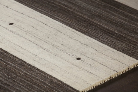 Chandra Elantra ELA-51703 Brown and Beige rug, side detail view