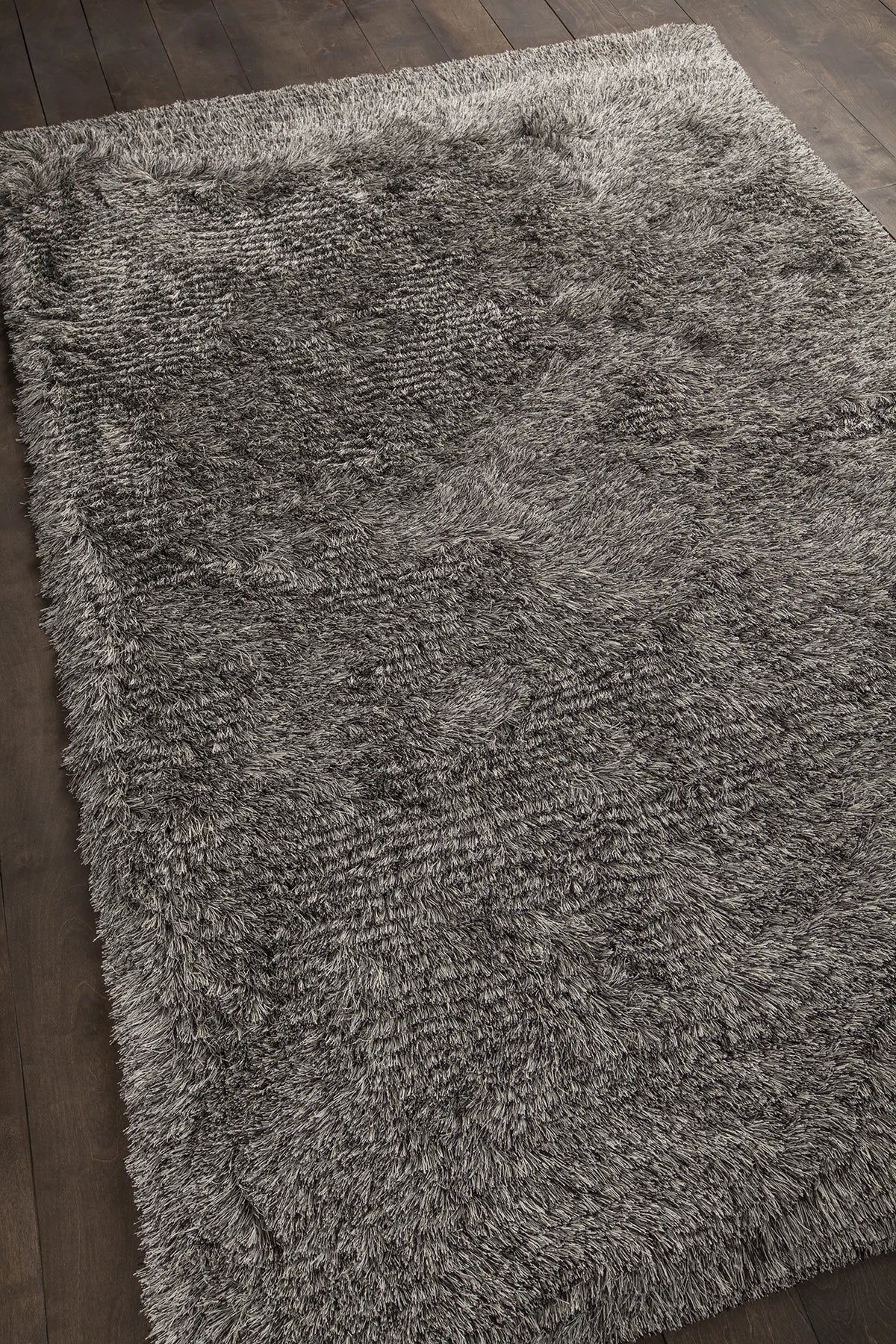 Chandra Elisha ELI-33100 Grey and Black rug, angled side view