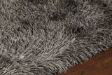 Chandra Elisha ELI-33100 Grey and Black rug, side detail view