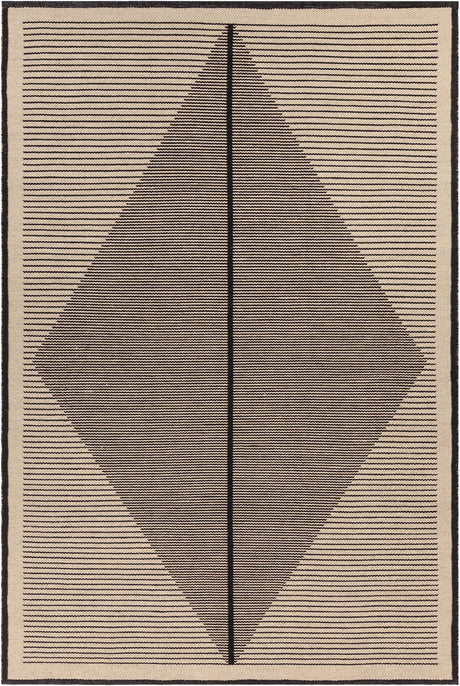 Chandra Elyza ELY-51600 Beige and Black rug, flat view