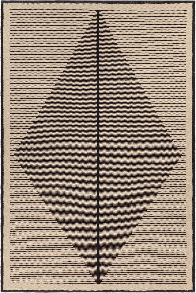Chandra Elyza ELY-51600 Beige and Black rug, flat view