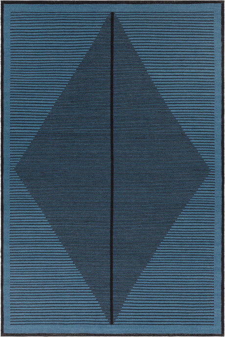 Chandra Elyza ELY-51601 Blue and Black rug, flat view