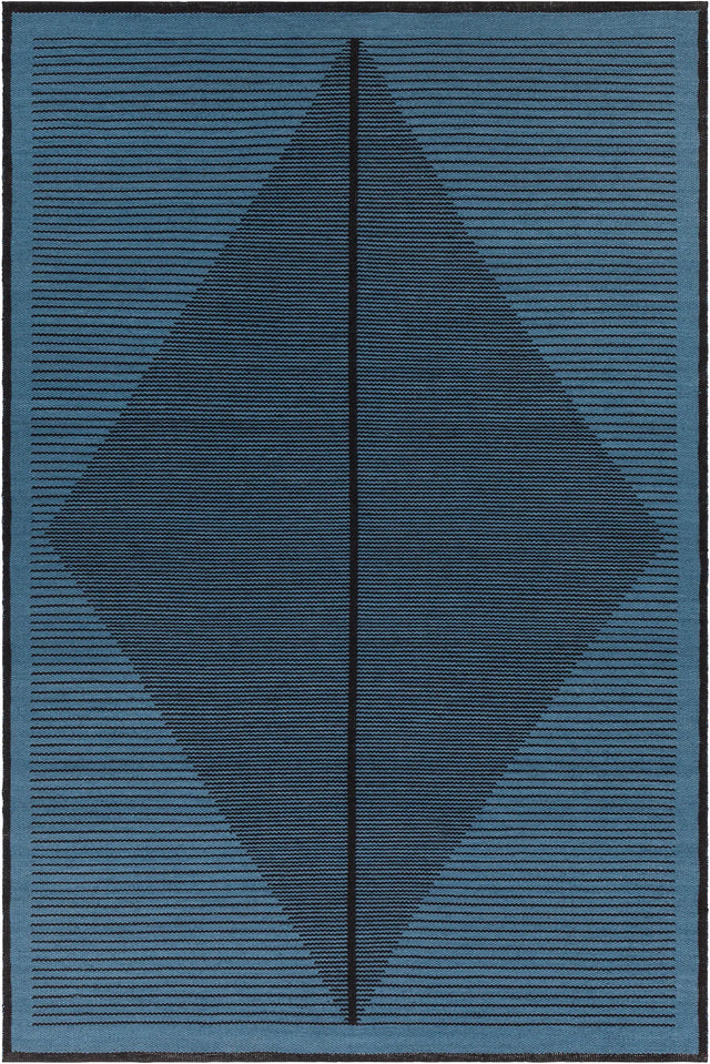 Chandra Elyza ELY-51601 Blue and Black rug, flat view