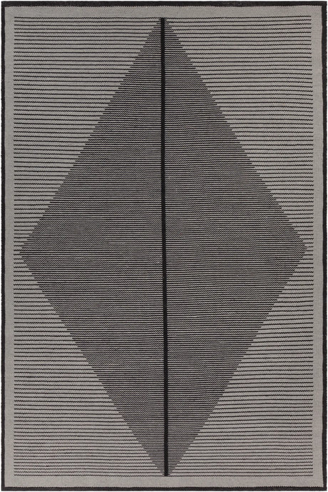 Chandra Elyza ELY-51602 Grey and Black rug, flat view