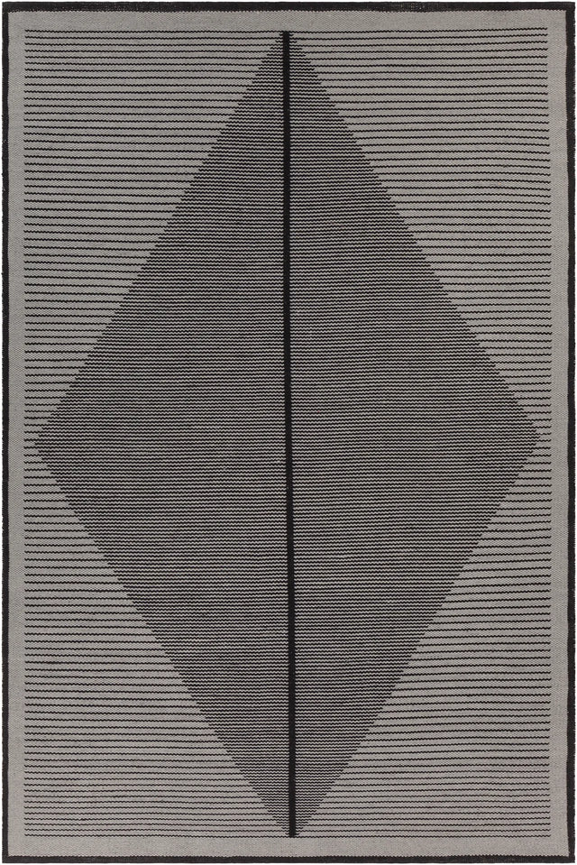 Chandra Elyza ELY-51602 Grey and Black rug, flat view