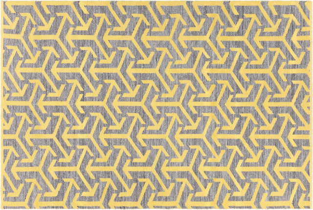 Chandra Enaya ENA-51802 Grey and Yellow rug, flat view