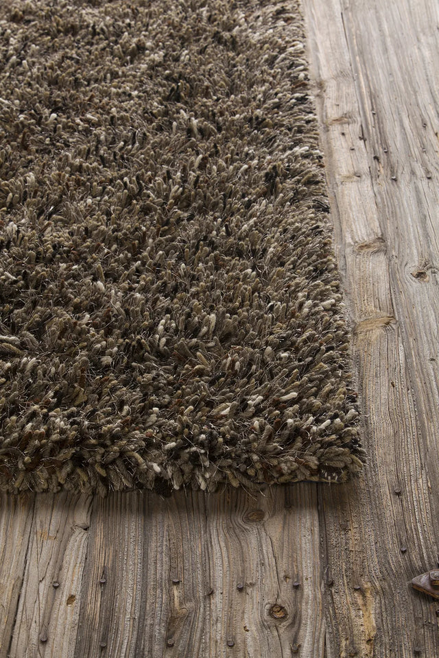 Chandra Estilo EST-18501 Taupe and Brown and Ivory and Black rug, corner detail