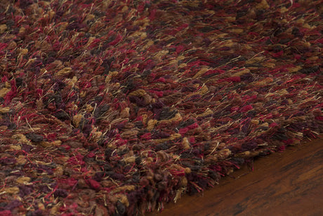 Chandra Estilo EST-18503 Red and Gold and Brown rug, side detail view