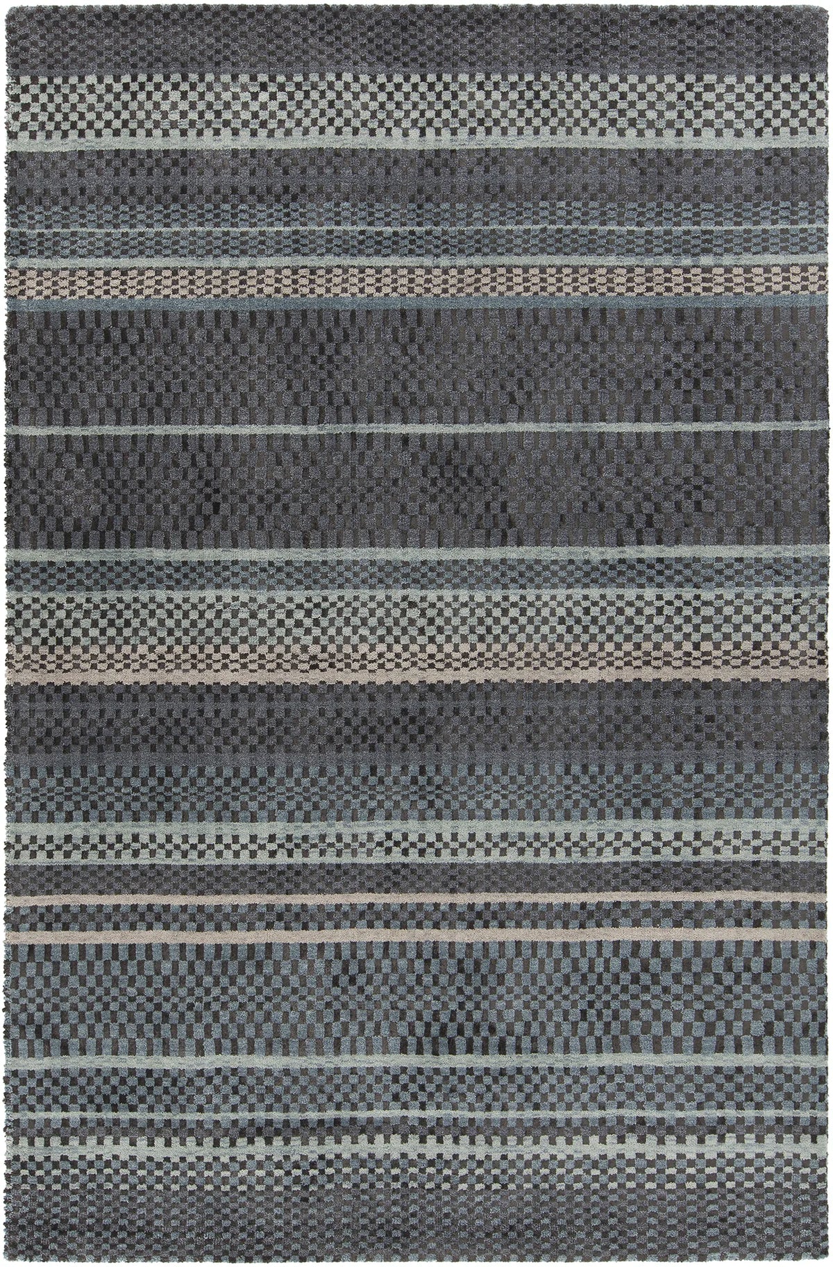Chandra Evora EVO-33400 Black and Grey rug, flat view