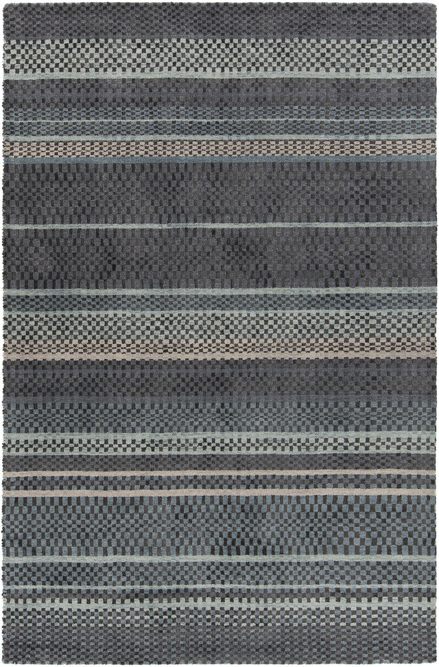 Chandra Evora EVO-33400 Black and Grey rug, flat view