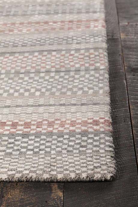Chandra Evora EVO-33401 Ivory and Grey and Orange rug, corner detail