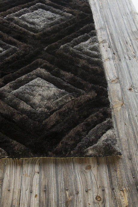 Chandra Flemish FLE-51101 Grey and Black and Charcoal rug, corner detail