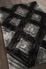 Chandra Flemish FLE-51101 Grey and Black and Charcoal rug, angled side view