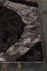 Chandra Flemish FLE-51110 Grey and Charcoal and Brown rug, corner detail