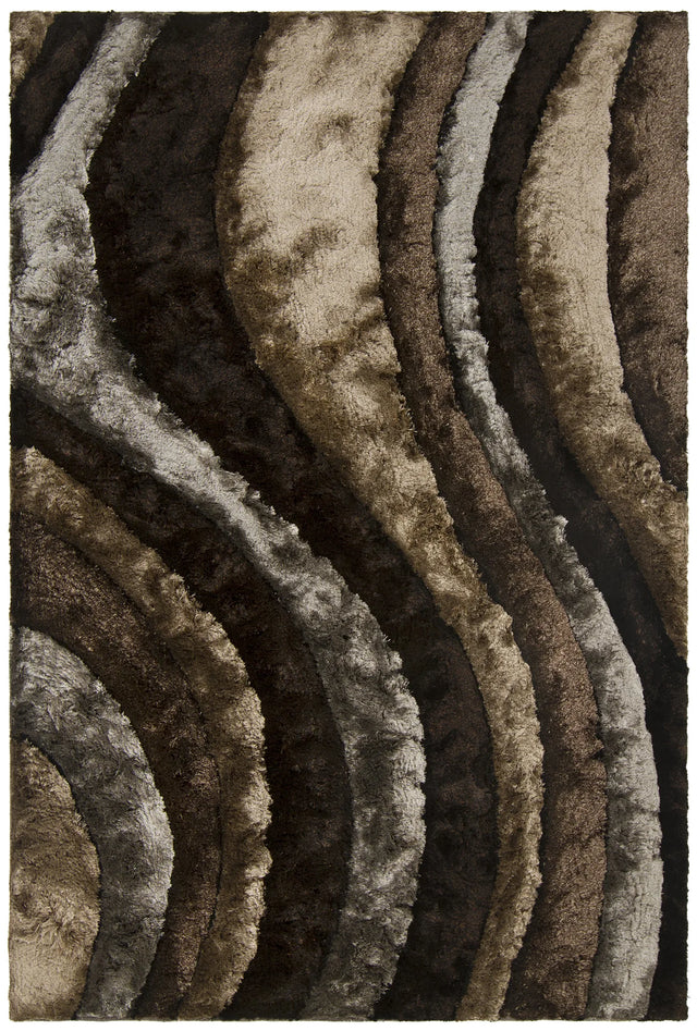 Chandra Flemish FLE-51110 Grey and Charcoal and Brown rug, flat view