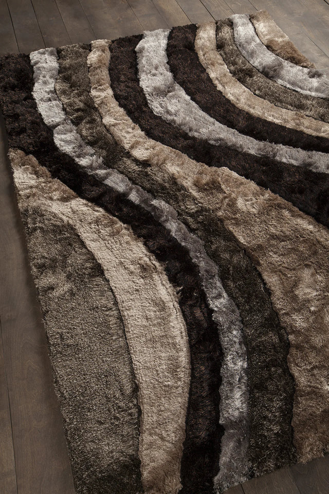 Chandra Flemish FLE-51110 Grey and Charcoal and Brown rug, angled side view