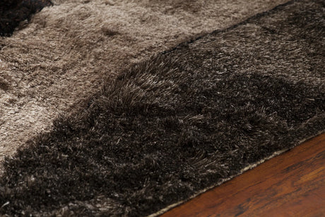 Chandra Flemish FLE-51110 Grey and Charcoal and Brown rug, side detail view