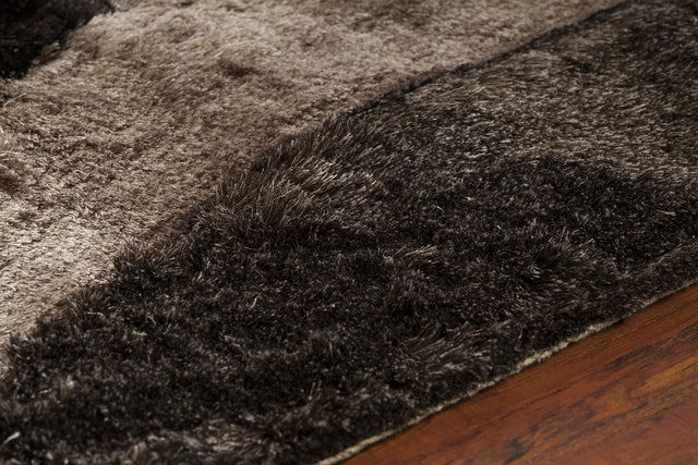 Chandra Flemish FLE-51110 Grey and Charcoal and Brown rug, side detail view
