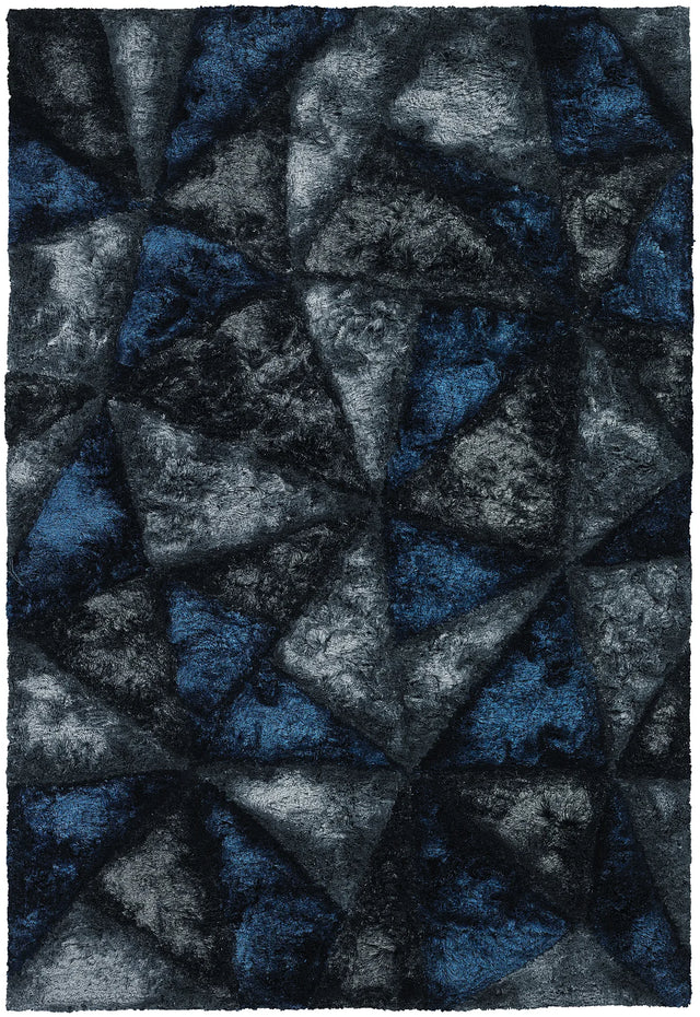 Chandra Flemish FLE-51111 Blue and Grey and Charcoal rug, flat view
