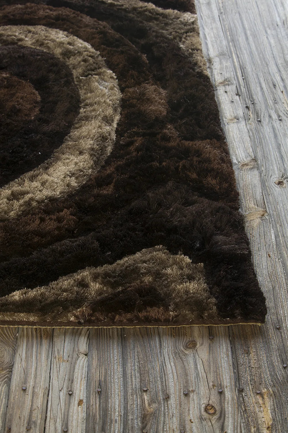 Chandra Flemish FLE-51113 Brown and Beige and Black rug, corner detail