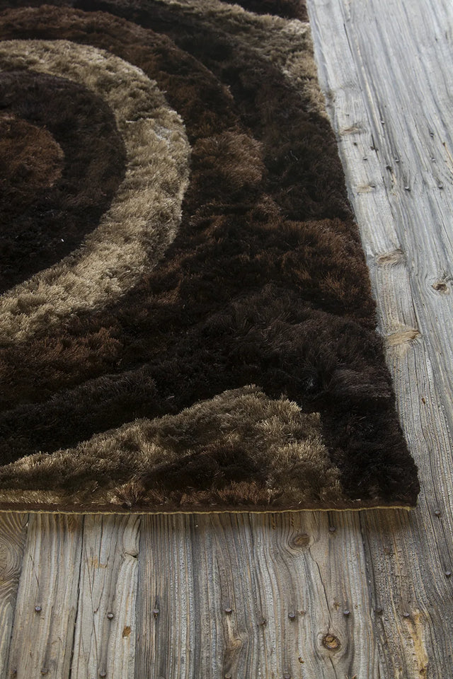 Chandra Flemish FLE-51113 Brown and Beige and Black rug, corner detail